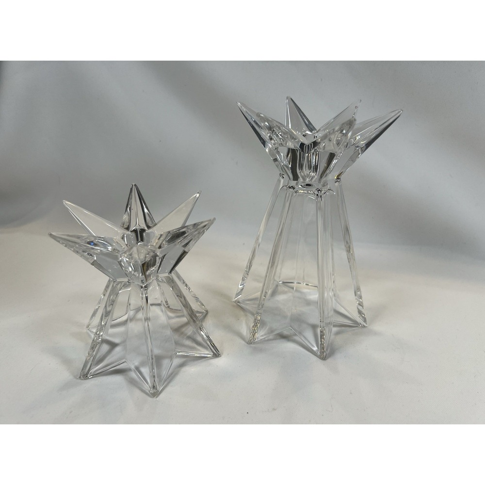 Star Shaped Footed Glass Candle Holders Set Of 2 Celestial Decor Abstract